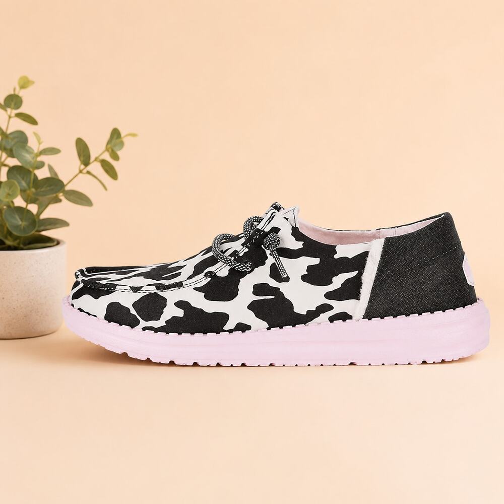 NWT HEYDUDE Women's Wendy Funk Cow Black 7 US